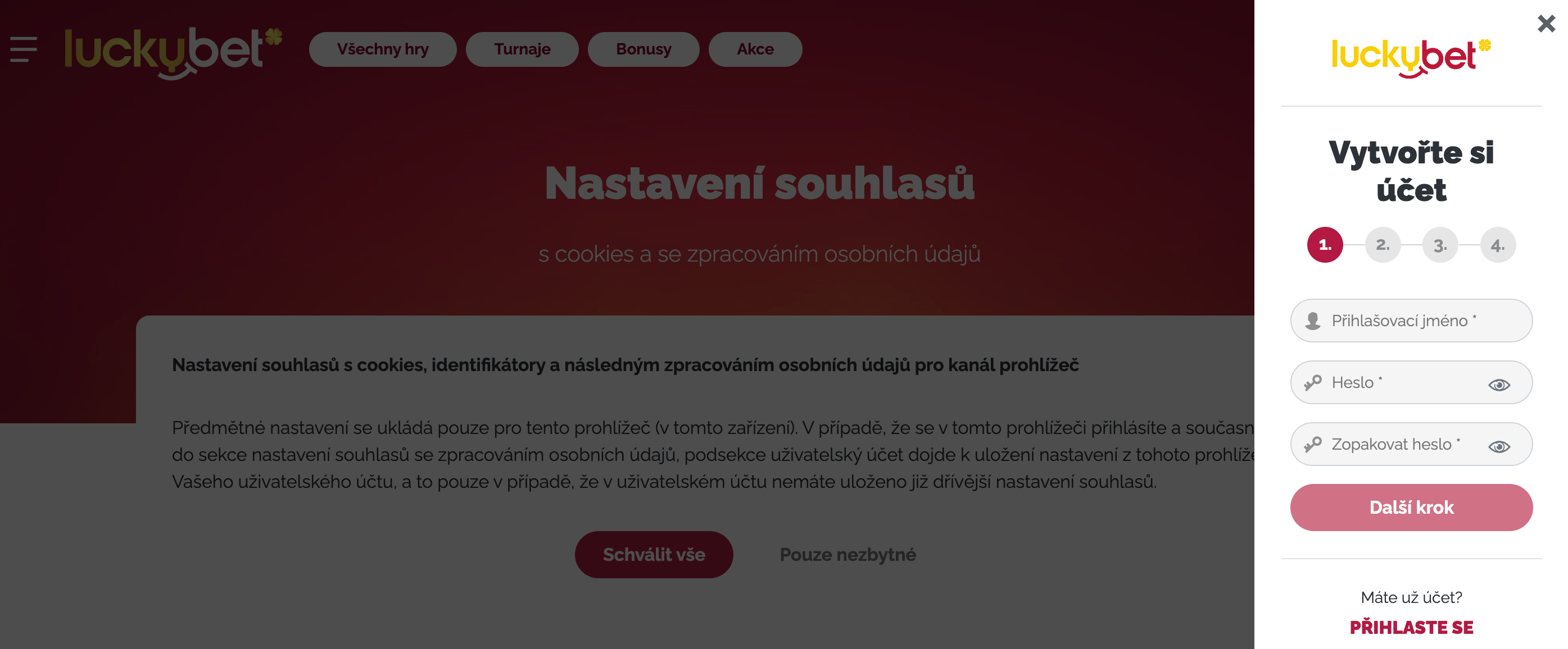 LuckyBet casino online registrace