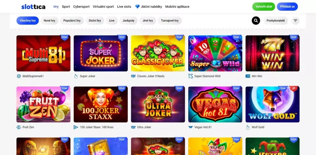 Hry v Slottica casino